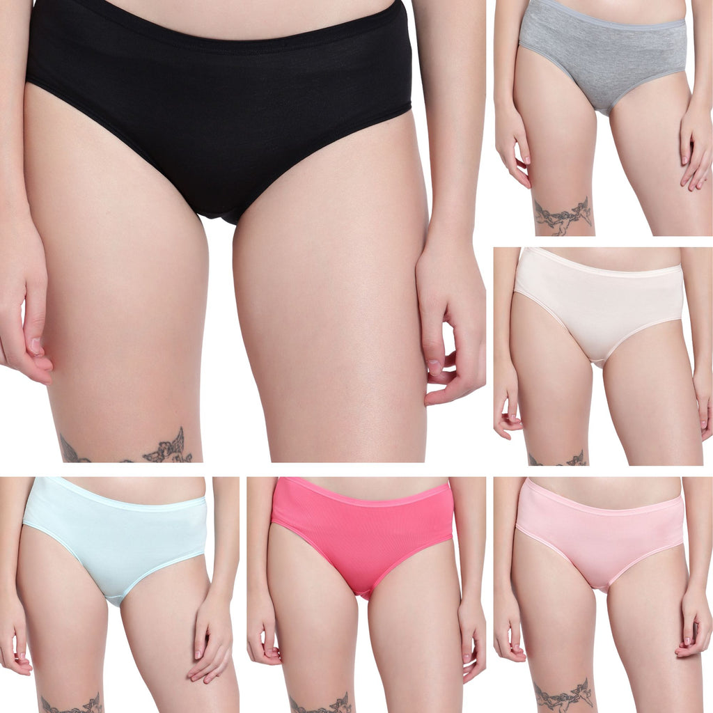 Velvi Figure Mid Waist Bikini Panty Multicolor - Pack of 6