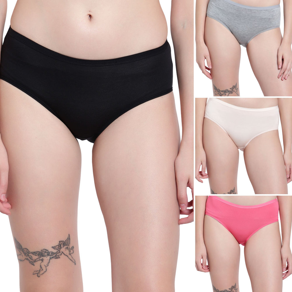 Velvi Figure Mid Waist Bikini Panty Multicolor - Pack of 4