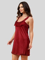 Velvi Figure Broad Strap Babydoll- Maroon