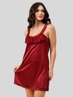 Velvi Figure Broad Strap Babydoll- Maroon