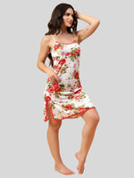 Velvi Figure Satin Printed Babydoll- Floral Print