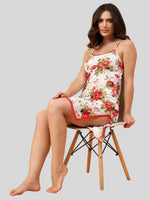 Velvi Figure Satin Printed Babydoll- Floral Print