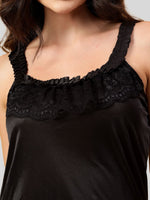 Velvi Figure Broad Strap Babydoll- Black