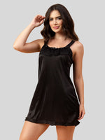 Velvi Figure Broad Strap Babydoll- Black