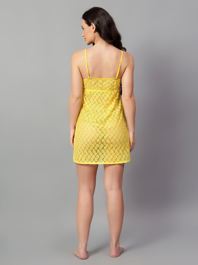 Velvi Figure Sexy Lace Sleepwear - Yellow