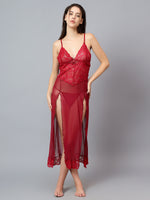 Velvi Figure Sexy Long Red Babydoll Nighty