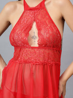 Velvi Figure Net Sexy Red Babydoll Nighty