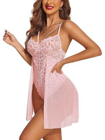 Velvi Figure Combo Sexy Light Pink Babydoll Nighty & Pack Of 3 Cage Panty