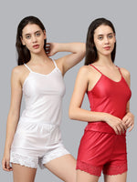 Velvi Figure Nuclear Sleepwear Set Pack of 2 (White & Red)