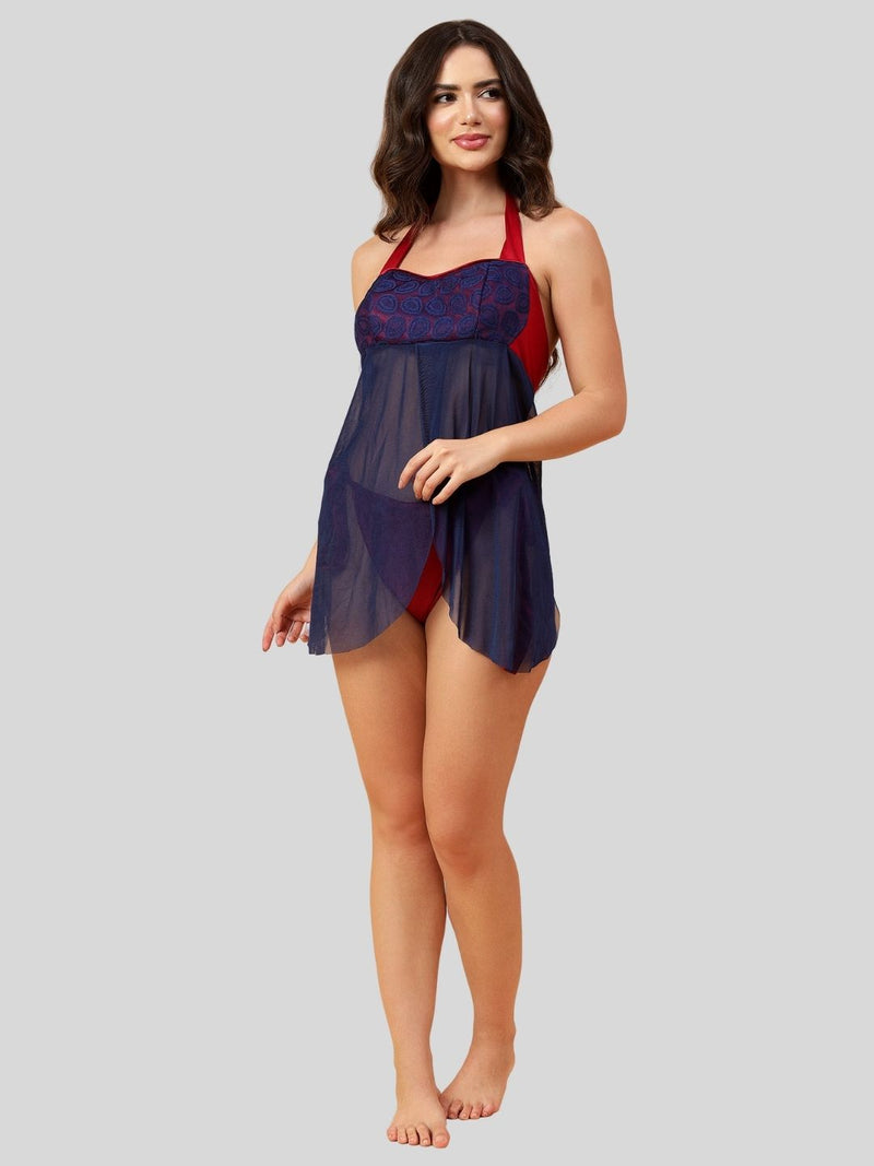 Velvi Figure Sexy Bridal Babydoll Nighty- Blue