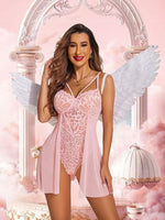 Velvi Figure Combo Sexy Light Pink Babydoll Nighty & Cage Panty