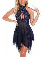 Velvi Figure Combo Sexy Blue Babydoll Nighty & Cage Panty (Blue)