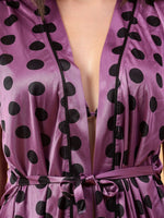 Velvi Figure Satin Robe Set with Bikini - Polka Print