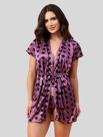 Velvi Figure Satin Robe Set with Bikini - Polka Print