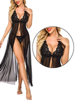 Velvi Figure Combo  Net sexy Black Babydoll Lingerie & Black Sports Bra