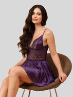 Velvi Figure Sexy Honeymoon Babydoll Nighty- Purple