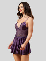 Velvi Figure Sexy Honeymoon Babydoll Nighty- Purple