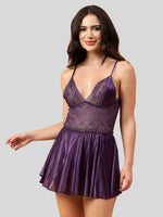 Velvi Figure Sexy Honeymoon Babydoll Nighty- Purple