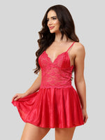 Velvi Figure Sexy Honeymoon Babydoll Nighty- Cherry