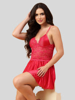 Velvi Figure Sexy Honeymoon Babydoll Nighty- Cherry