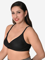 Velvi Figure Women's Cotton Lightly Padded Bra - Black