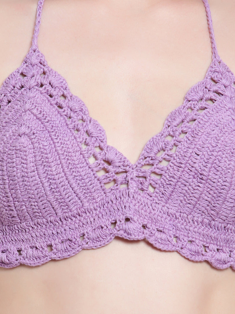 Velvi Figure Purple Crochet Bra