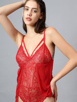 Velvi Figure Red Sleepwear & Red Babydoll Nighty Pack of 2