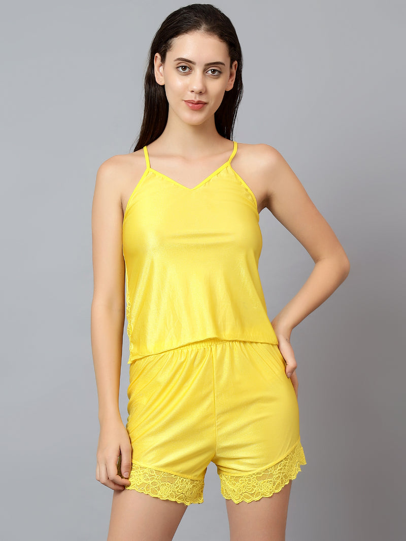 Velvi Figure Yellow Sleepwear & Yellow Babydoll Nighty Pack of 2
