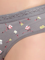 Velvi Figure Grey Floral Bikini Panty